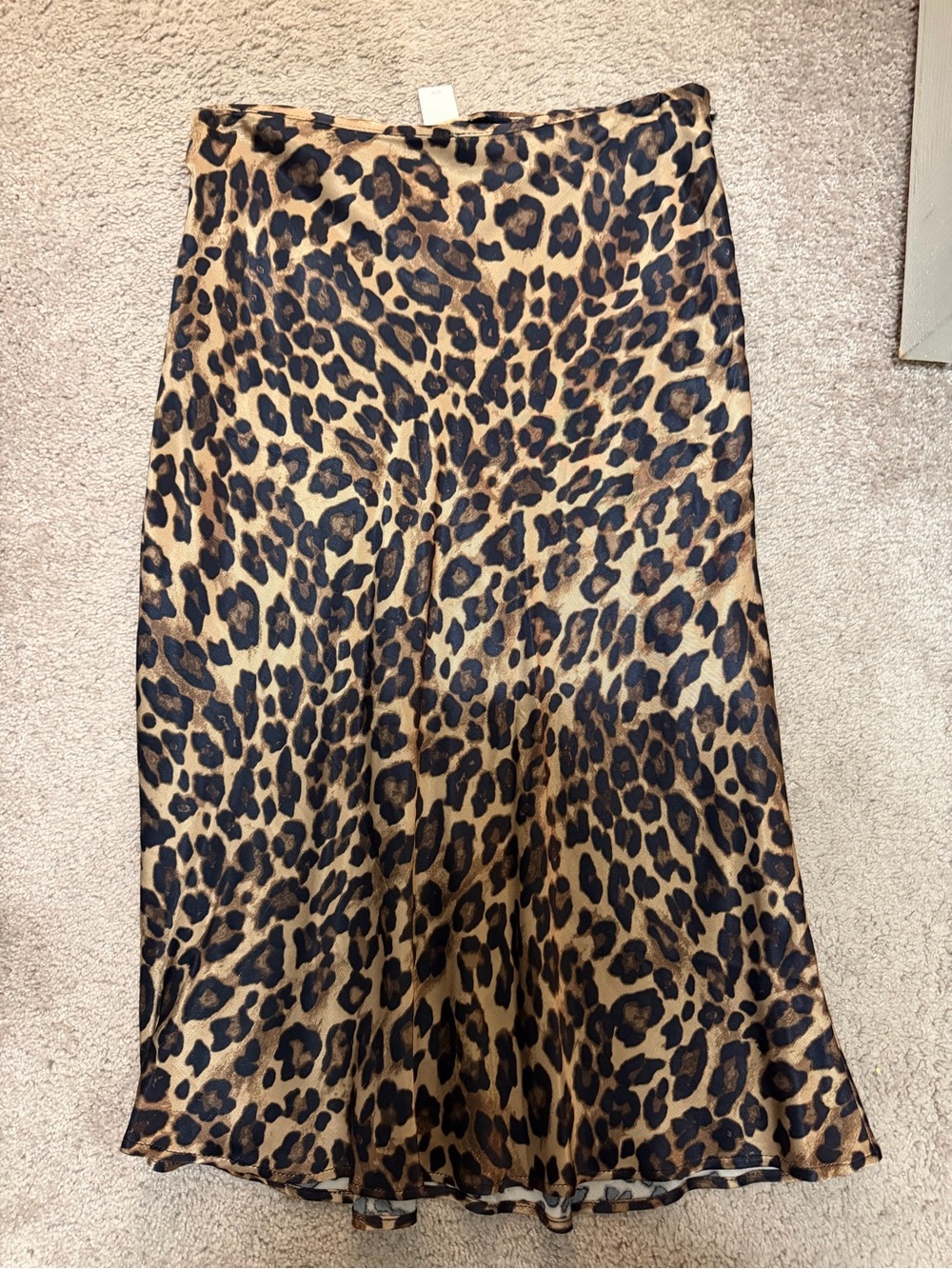 H&M Leopard Print Satin Midi Skirt - Tan & Black - Picture 1 of 1
